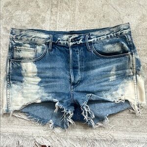 3x1 Blue and White Distressed Jean Shorts